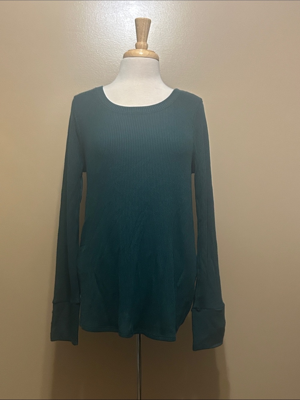 Pulse Green Ribbed Long-Sleeve Top